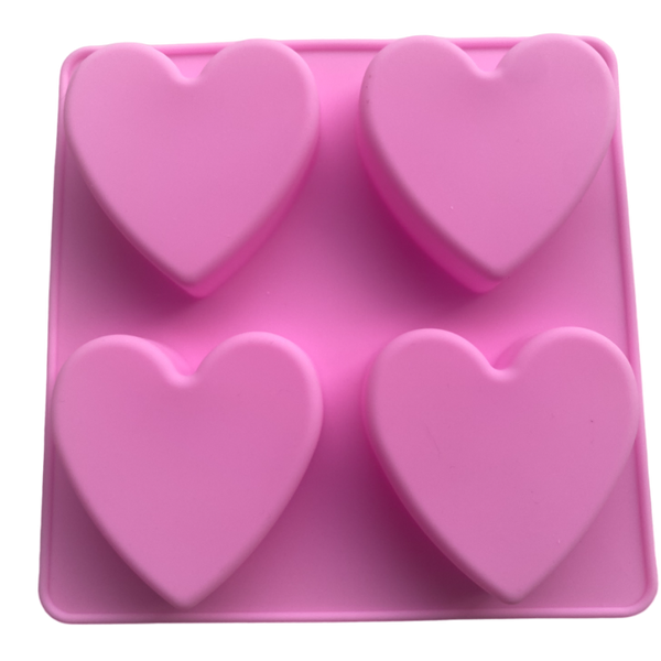 4-cavity heart shape Silicone Mould - Aussie Candle Supplies